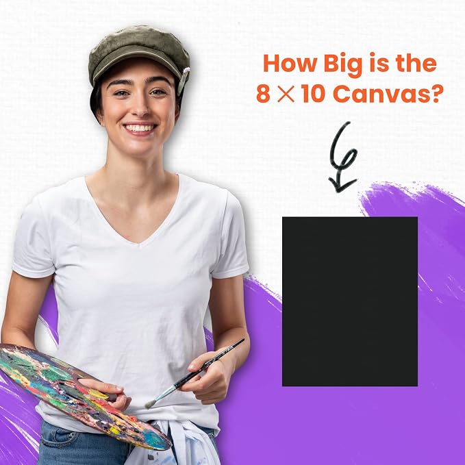 Chalkola 15 Black Canvas for Painting 8x10 inch - Primed Cotton Panels | Acrylic & Oil Art Boards, 15 Pack - 100% Cotton Acid-Free Canvases for Professional Artists, Hobby Painters, Kids & Beginners