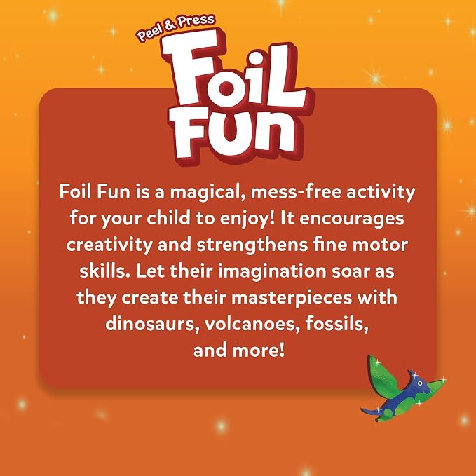 Skillmatics Foil Fun Dinosaurs, Foil Art Activity, Gift for Boys & Girls | Travel Toys, Sticker Craft Kit, Fine Motor Skills, DIY Mess-Free Art, Screen-Free, Gifts for Kids Ages 4, 5, 6, 7, 8, 9