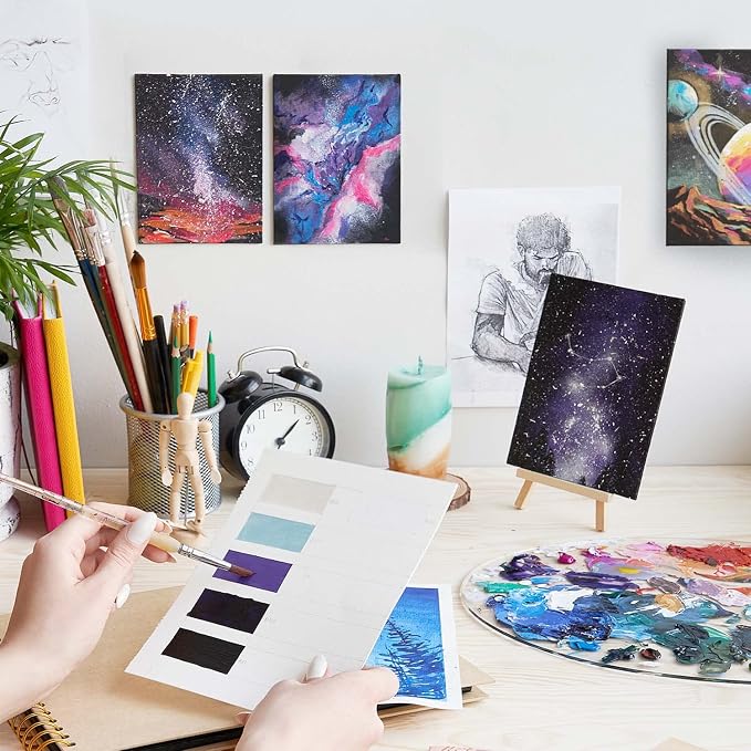 ARTEZA Canvas Panels, 11 x 14 in, Pack of 14, 100% Cotton Pre-Primed Canvas Boards for Acrylic, Oil, Gouache, Tempera, Pouring Paint, Crafts, and Wall Art