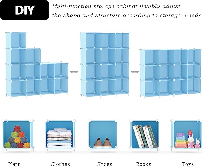 AWTATOS 12 Cube Storage Organizer, Closet Organizers Storage Shelves, Blue