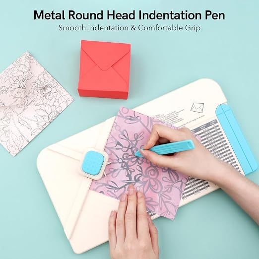 BAOFALI 3-in-1 Punch Board for Envelopes Gift Boxes Bows with Indentation Pen for Creating Custom Envelopes, Bows, and Gift Boxes Birthday Party of Different Sizes. Card Making and DIY Projects