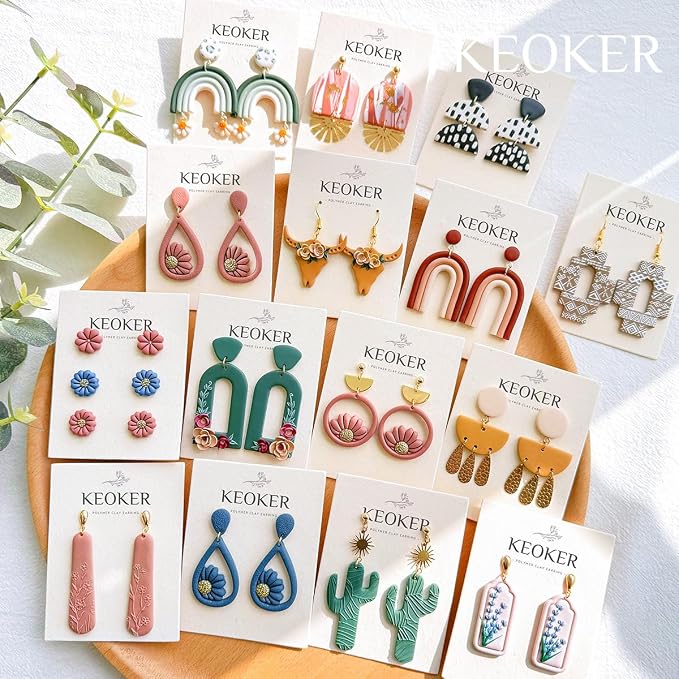 Keoker 123 PCS Clay Earring Making Kit, Polymer Clay Jewelry Making Kit for Teens and Adults, Fashion Designer Kits, Polymer Clay Earrings Kit Crafts, Great Gifts
