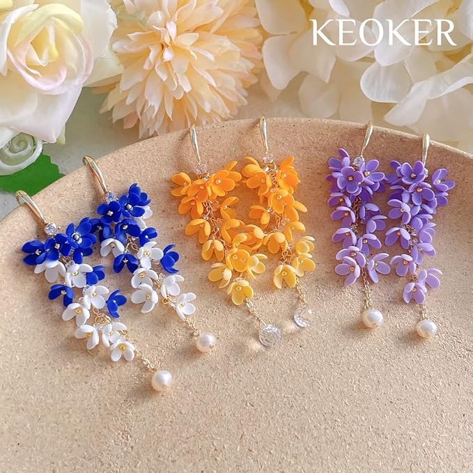 KEOKER Spring Clay Cutters, Spring Polymer Clay Cutters Flowers, Small Flower Clay Cutter, 12 Shapes Floral Polymer Clay Cutters for Earrings, Flower Clay Cutters for Polymer Clay Jewelry