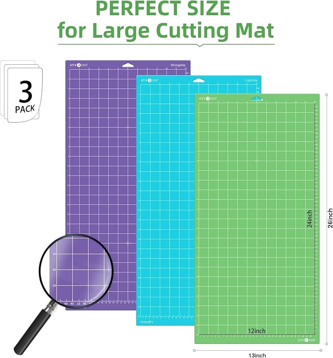 HTVRONT Cutting Mats 12"x24", 3 Pcs, Compatible with Cricut Maker/Explore | Standard Light Strong 3 Grip Variety Sticky Mats & Accessories, Compatible with Maker 4/3/Maker, Explore 5/4/3, Air 2/One