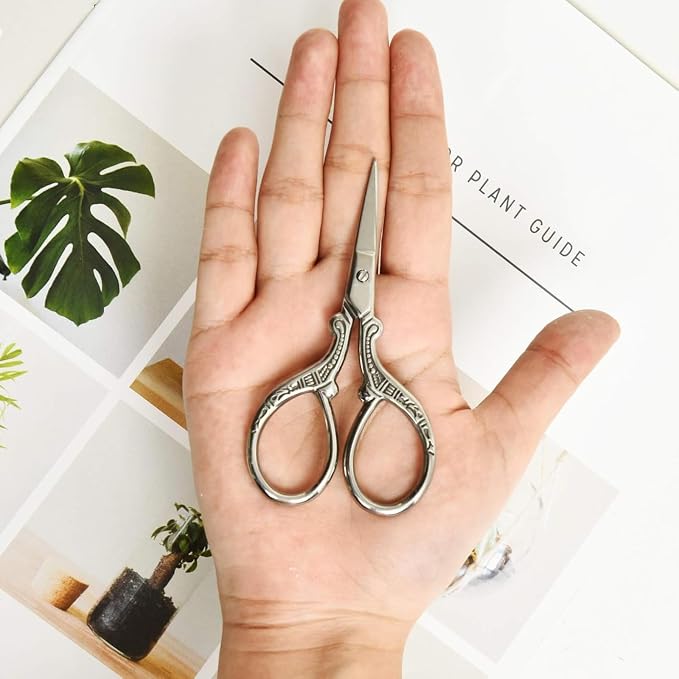 AQUEENLY Embroidery Scissors 2 Pcs Small Sewing Scissors Sharp Stainless Steel 3.6 Inches for Artwork, Crochet, Needlework, Threading, Silver