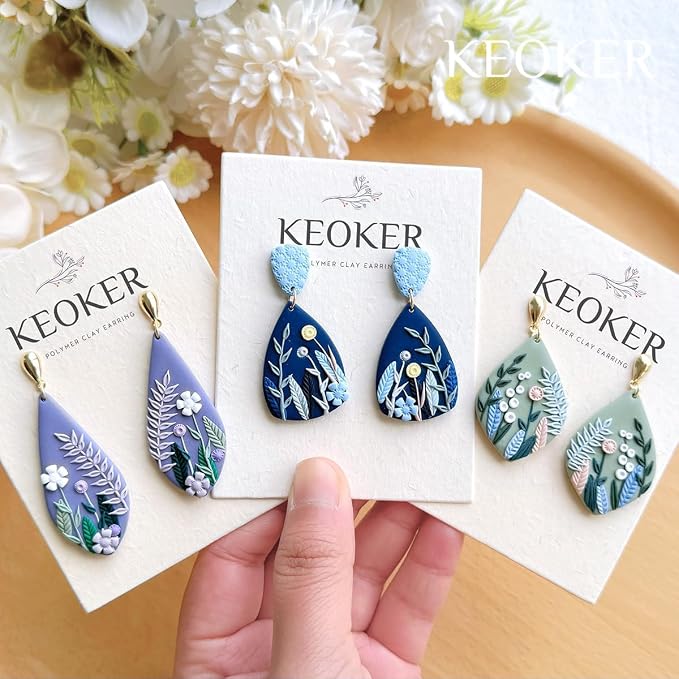 KEOKER 10 Organic Shape Clay Earring Cutters, Clay Cutters for Polymer Clay Jewelry, Earring Cutters for Polymer Clay (B)