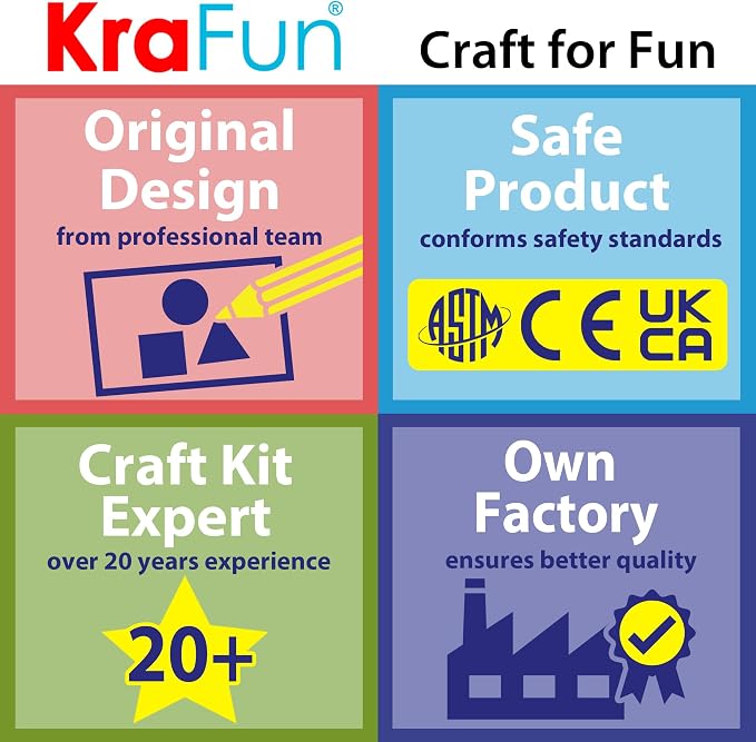 KRAFUN My First Embroidery Kit for Kids & Teens Age 8+ | 8 Projects