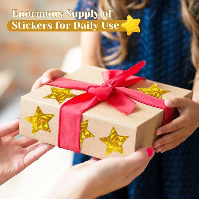 Imeepa 500PCS Holographic Gold Star Stickers, 500PCS 1.5" Reward Labels