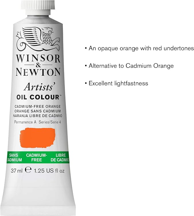 Winsor & Newton Artists' Oil Paint, 37ml Tube, Cadmium-Free Orange