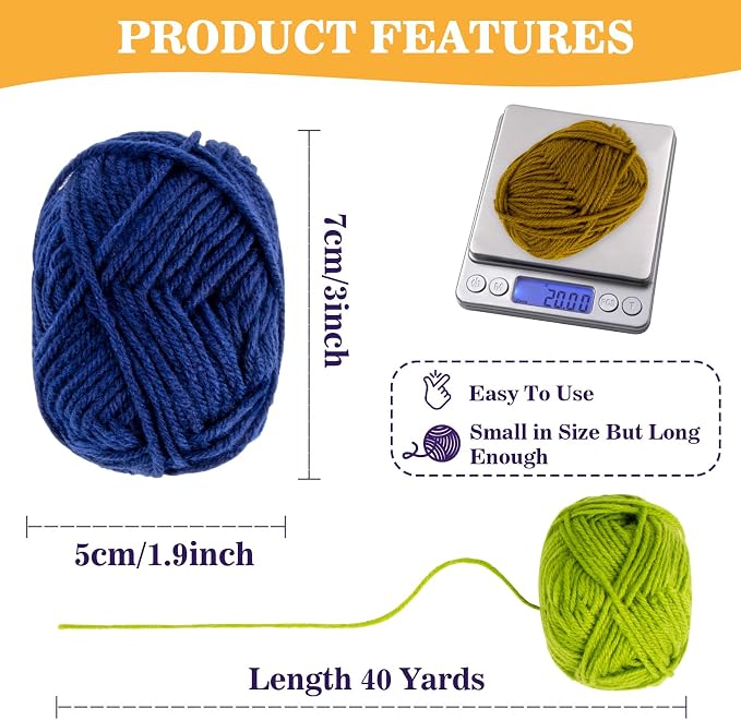 MAQIHAN 15x20g Acrylic Yarn for Knitting - Soft Crochet Yarn for Crafts | Multicolor Yarn Skeins for for Handicraft, Bulk for Crochet & Knitting Beginners, Adults, Assorted Colors for Handmade Crafts