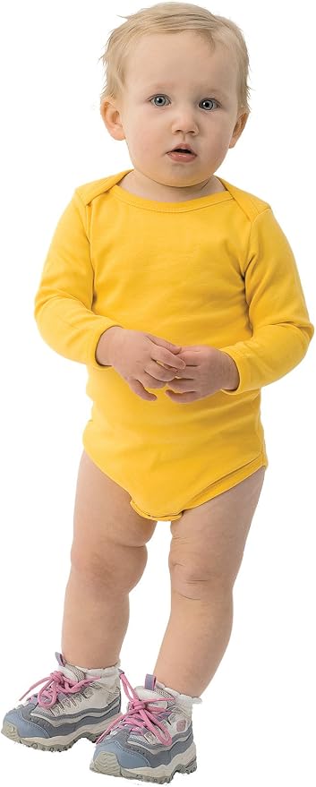 Monag Long Sleeve Baby Bodysuit, Long Sleeve Blank Solid Color Baby One-Piece, 100% Cotton Infant Bodysuit, Creeper
