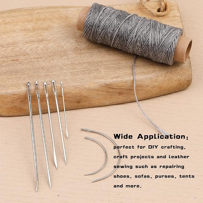 Waxed Thread 55 Yards, Leather Sewing Waxed Thread Dark Gray