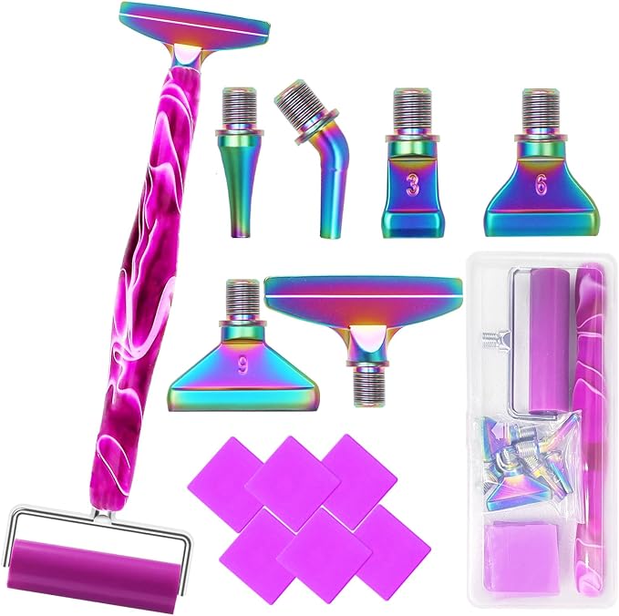 Diamond Art Pens Tools Diamond Painting Accessories Kits with Screw Metal Tip Roller Diamond Painting Pen Drill Bead Dot Pens for Art Craft Nail (Purple Pen Color 6)