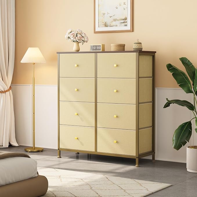 OLIXIS 8 Drawer Storage Dresser for Bedroom, Closet Organizers Units, Khaki