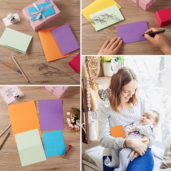 50 Pack Blank Folded Cardstock Cards, Multicolor, 5x7