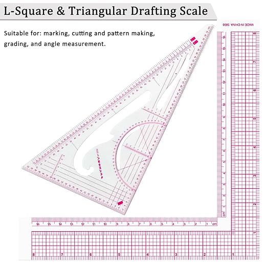 Fashion Clear Metric Sewing Ruler Set,French Curve Pattern Rulers for Beginners, Tailors, Designers, Quilting, Embroidery, Cross Stitch, Crochet, Knitting 9pcs (9-Piece Set)