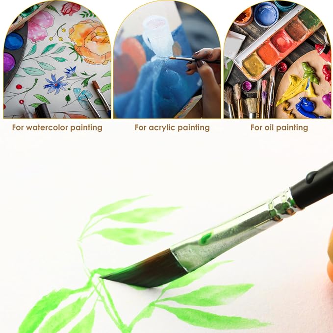 GACDR Watercolor Dagger Brush Set – 4 PCS Pinstriping Brush Set | Premium Dagger Paint Brush for Acrylic Painting Detail, Fine Lines, Acrylic, Ink, Gouache with Korean Nylon Hair