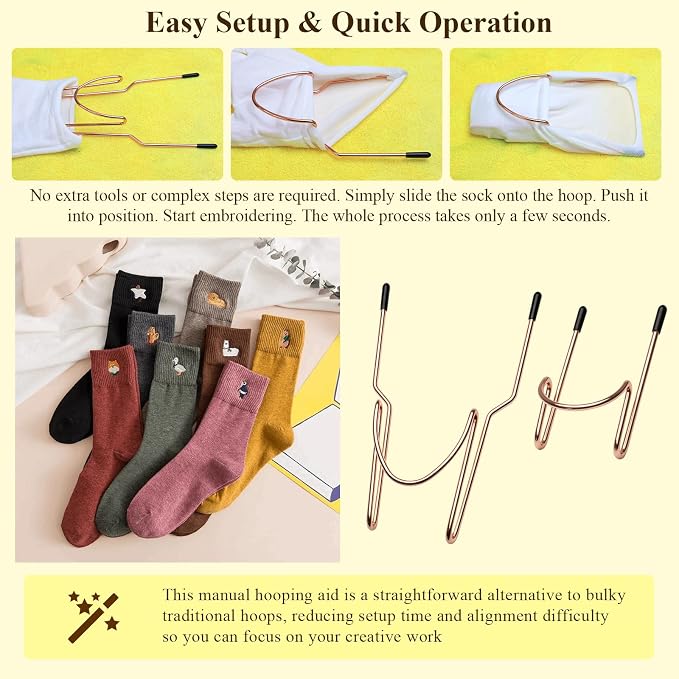 Sock Hoop for Embroidery Machines, 2 Adult & 2 Kids Metal Hooping Aid Set