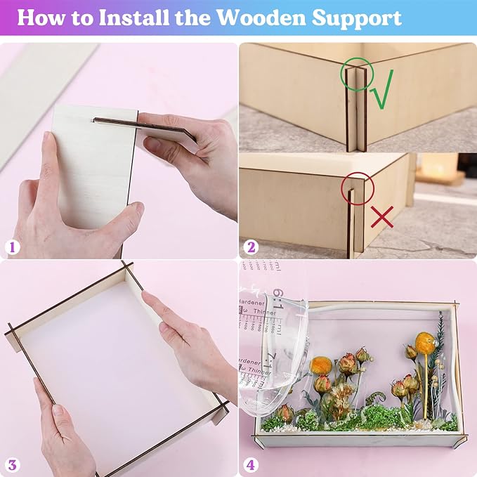 LET'S RESIN Rectangle Silicone Resin Molds, 3 pcs Large Resin Molds Wooden Support, Deep Epoxy Resin Molds for Flowers Preservation, Insect Specimen, Christmas Home Décor, DIY Resin Art Crafts Gift
