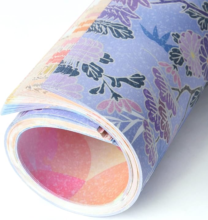Origami Paper Kit 100 Sheets, 6x6 Inch Double Sided 40 Vivid Colored Paper | 70GSM Colorful Paper,40 Different Pattern Origami Kit,DIY Hand Crafts,Arts Creativity,Easy to Fold,No-Fading.Chiyo Flower