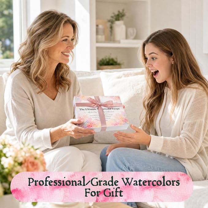 4 Pack Watercolor Workbook,Water Colors Paint Adult Set for Beginner with Step by Step,Relaxing & Easy to Paint Water Coloring Book with 24 Colors,Perfect for Gifting to Creativity & Joy for Adults