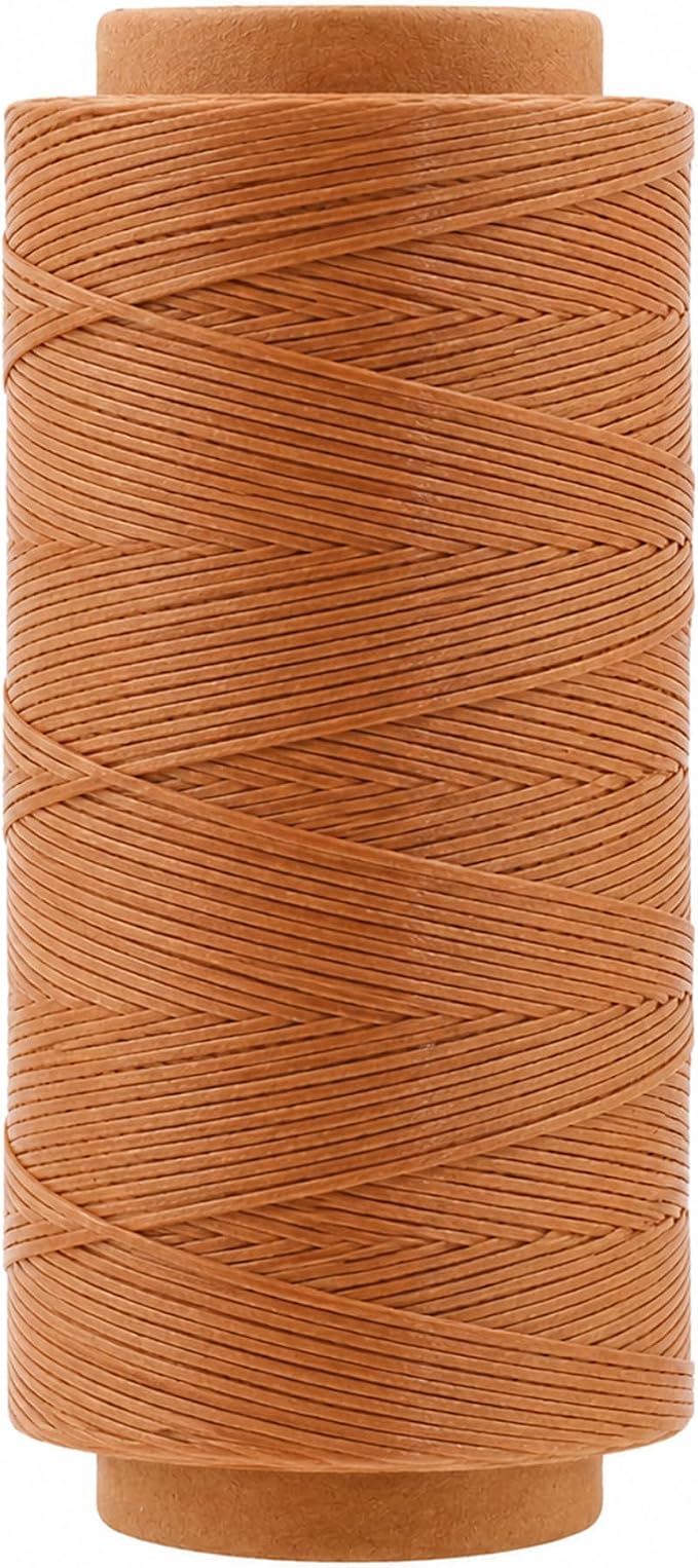 Mandala Crafts 150D 0.8mm Camel Flat Waxed Thread for Leather Sewing