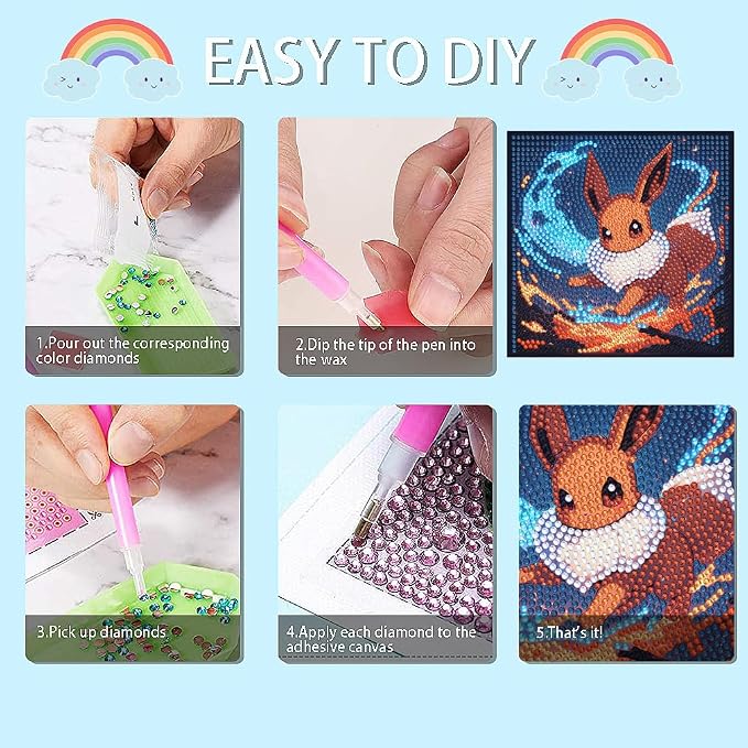 5D DIY Diamond Painting Kits for Kids with Frame,Cartoon Diamond Art for Kids Ages 4-8-12,Easy Gem Kit Kid with Beautiful Box for Gift Home Wall Decor(7x7inch)