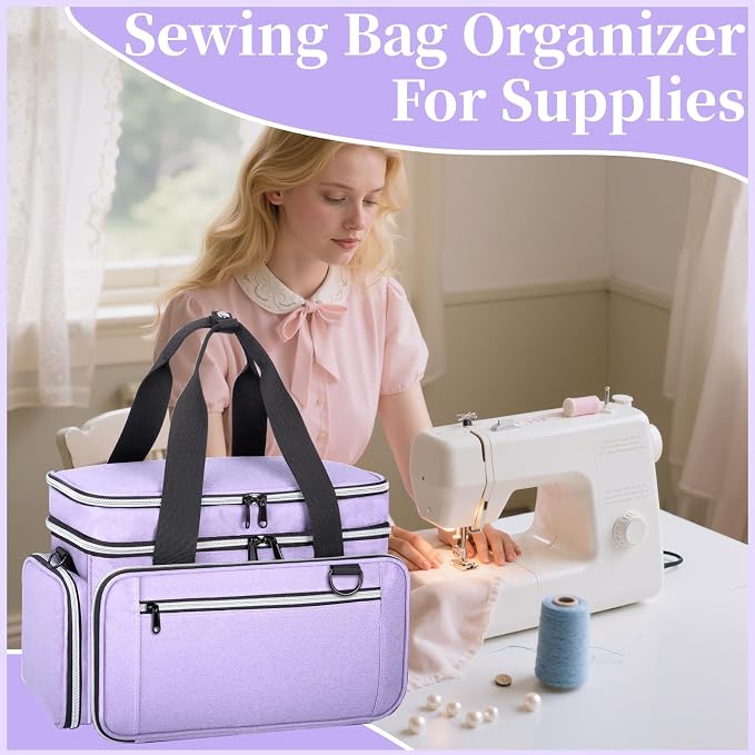 Anitor Sewing Supplies Organizer, Double Layer Sewing Storage Organizer