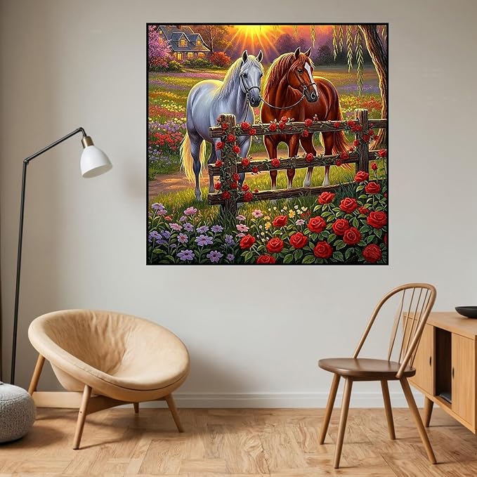 HHMATITS Horse Diamond Art Kits for Adults, Diamond Painting 14X14IN