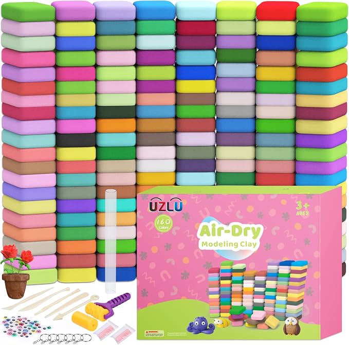 254 Pcs Air Dry Clay 160 Colors Modeling Model Magic Clay for DIY Molding Starter Kit with Sculpting Tools,Ultra Light Soft Non-Toxic Arts & Crafts Gift for Boys Girls Birthday Party Favors
