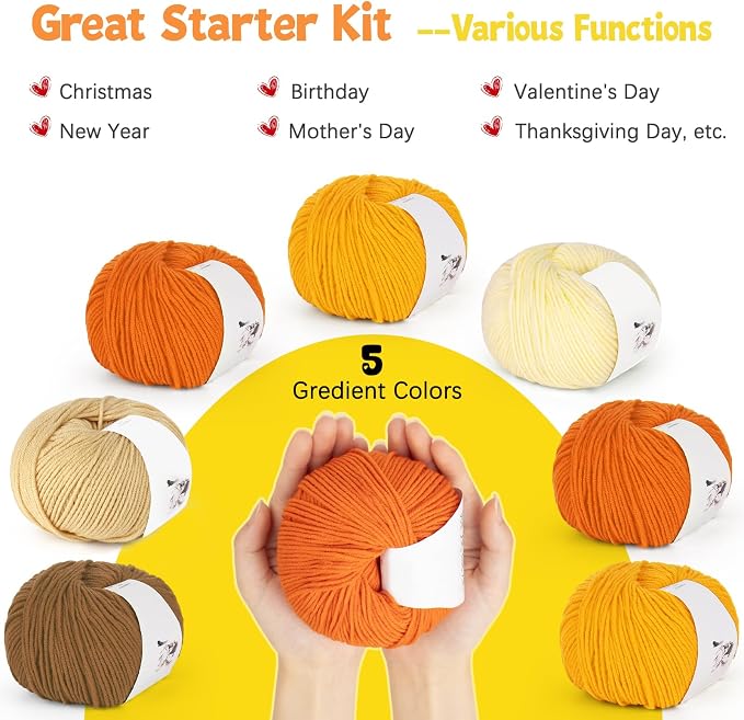 Katech 20 Skeins Cotton Yarn for Crocheting-Crochet Yarn Set-(Color E) | 55% Cotton 45% Acrylic#3 DK (Light)-Super Soft Milk Cotton Yarn-Great Crochet and Knitting Starter Kit for Colorful Craft