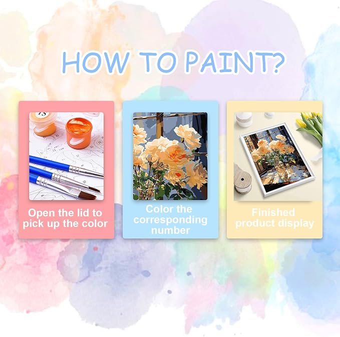 HITO Flower Paint by Number for Adult, Floral Paint by Numbers for Adults | Floral Paint by Numbers for Adults Beginner, Flowers Paint by Numbers for Gift Home Wall Decor 16x20 inch Frameless