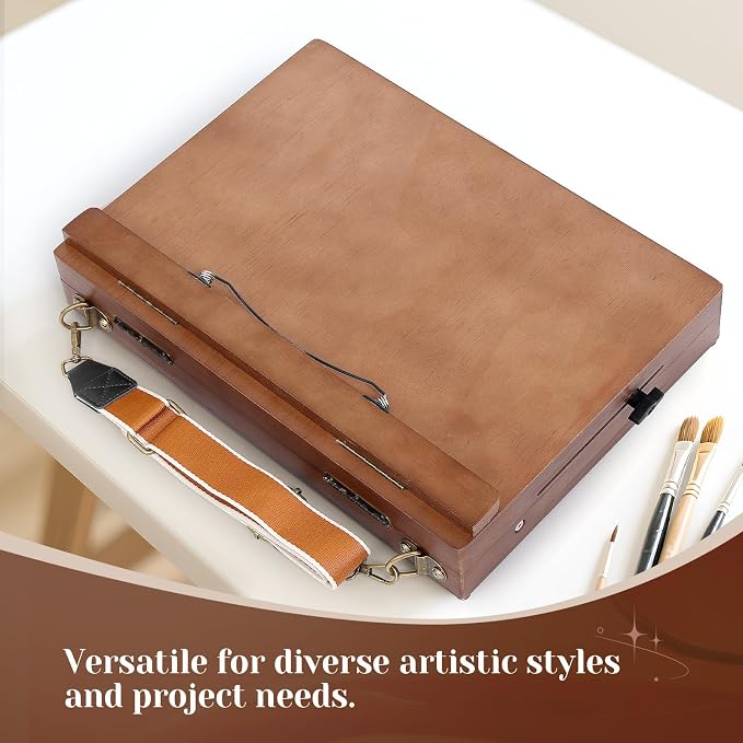 TYYIHUA Tabletop Easel for Painting, Adjustable Wooden Desktop Art Easel | A3, Page Clips & Carry Strap, Travel Drawing Board for Sketching, Diamond Painting, Ideal for Adults, Students & Beginners
