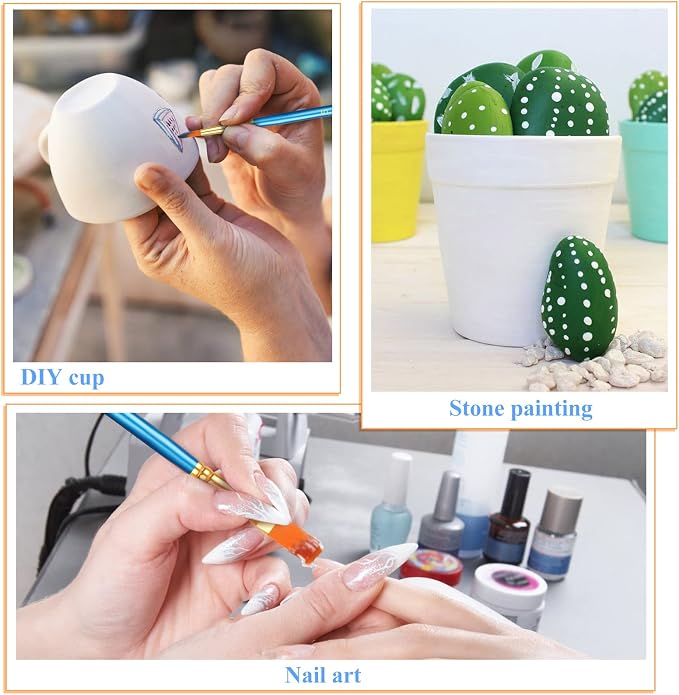 40 Pcs Paint Brushes, Acrylic Painting Brush Set, Watercolor Brushes, Acrylic Brushes for Oil Watercolor, Miniature Detailing, and Rock Painting