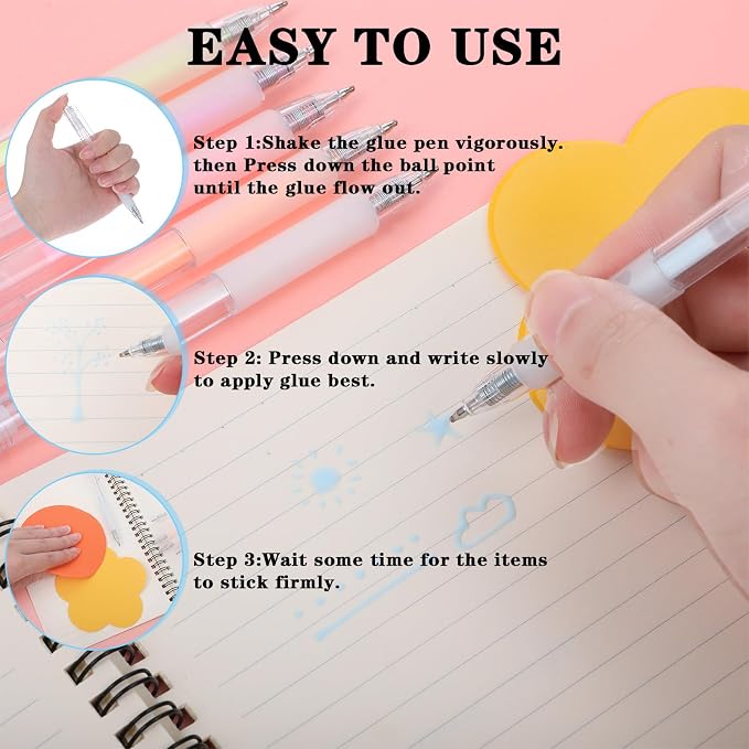 24Pcs Quick Dry Glue Pen Ballpoint Roller Glue Pen, Apply Glues Like Writing Easy Precise Control Fine Tip Tacky Pens Classroom Supplies for Crafting Scrapbook Card Making Foil Calligraphy Artist (6)
