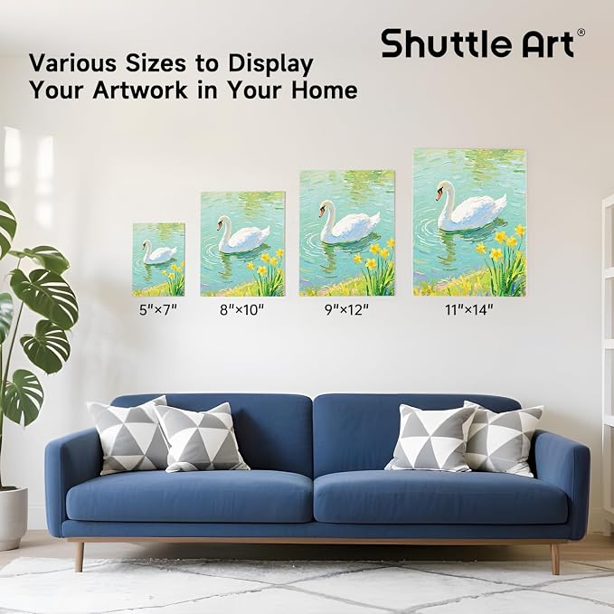 Shuttle Art 36 Pack Canvas for Painting, Multi-Size 5x7/8x10/9x12/11x14 Inch, Primed, 100% Cotton Blank Canvas Boards, Ideal Art Supplies for Kids Adults Acrylic Oil Painting