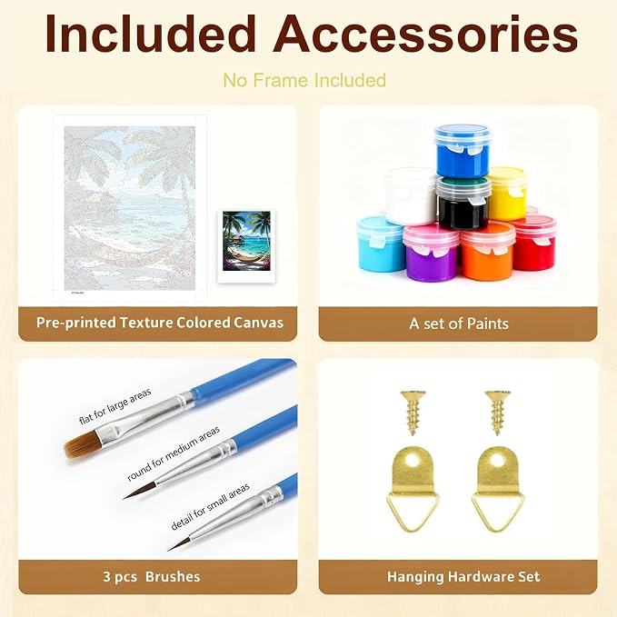Gemozaic Beach Paint by Numbers Kit for Adults, 16 x 20 Inch, No Frame | Tropical Landscape Paint by Number for Adult, Seaside Palm Trees DIY Acrylic Oil Numbers Painting for Home, Wall Decor, Gift