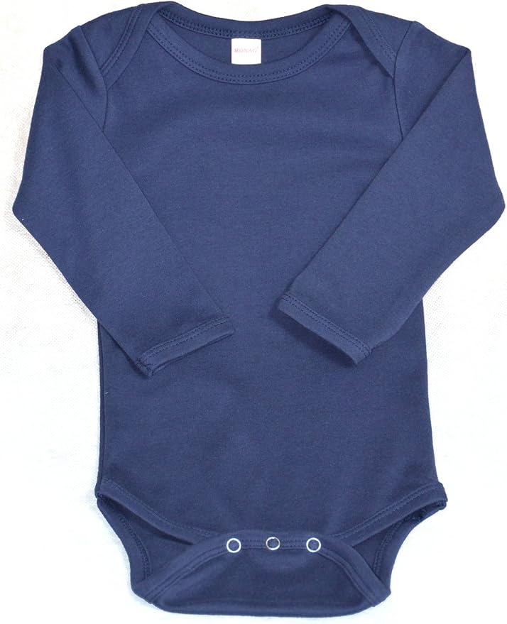 Monag Long Sleeve Baby Bodysuit, Long Sleeve Blank Solid Color Baby One-Piece, 100% Cotton Infant Bodysuit, Creeper