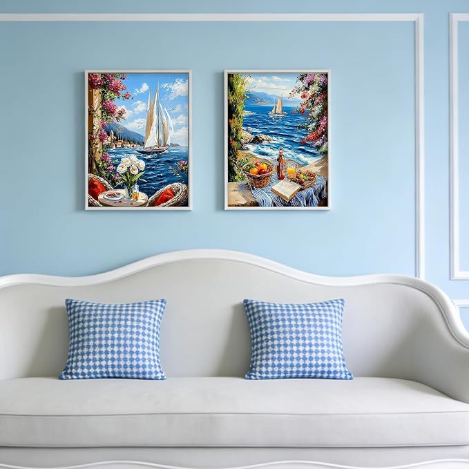 DOTSOPS 2 Pack Landscape Diamond Painting Kits for Adults Round Full Drill | Round Diamond Art Kits Paint by Number for Beginners,Gem Art Painting for Beginner,Home Wall Decor Gift 11.8 x 15.7 Inches