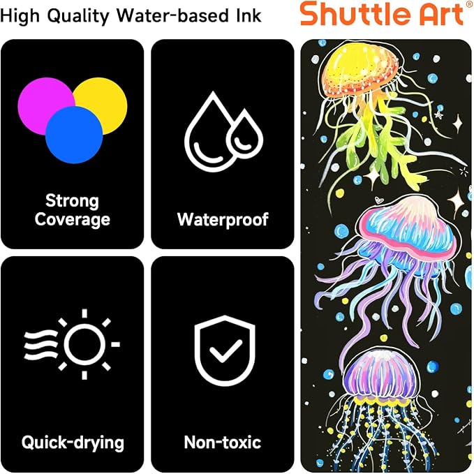 Shuttle Art 25 Colors Dual Tip Acrylic Paint Markers, Brush Tip and Fine Tip Acrylic Paint Pens for Rock, Ceramic, Wood, Canvas, Plastic, Glass, Stone, Calligraphy, Card Making, DIY Football Crafts