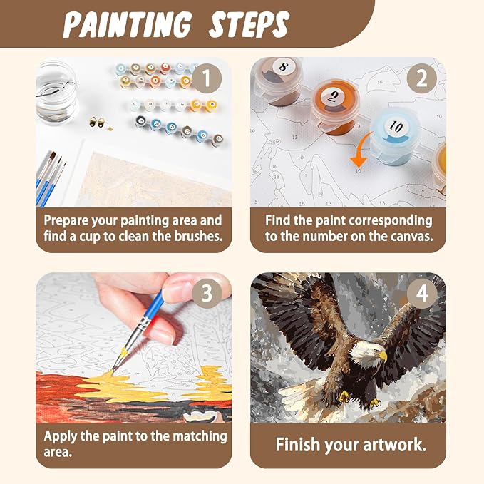 XTCIXAL Paint by Numbers Kit for Adults, Eagle, 16X20 Inch | DIY Paint by Number for Adults Beginner, High-Definition Color Canvas, Stress Relief, Home Wall Decor, Gifts, Unframed