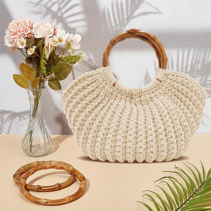 ACRNIGHEET Crochet Bag Kit for Adults Oat Colored Handbag Crochet Kit for Beginners Tote Bag Starters Set DIY Craft Making Kit with Step-by-Step Instructions and Video Guidance