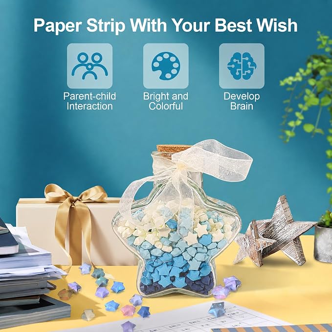 2430 Sheets Stars Paper Strips, 3 Packs Double Side Origami Star Paper, Lucky Star Strips , Star Origami Paper for DIY / Hand Crafts (Flowers)