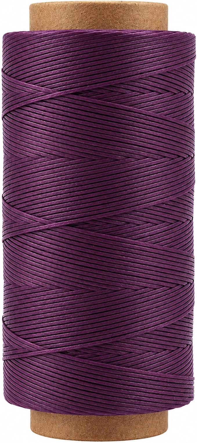 Mandala Crafts 150D 0.8mm Plum Flat Waxed Thread for Leather Sewing