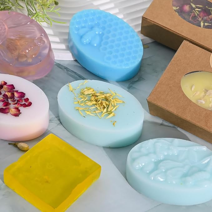 Jcoos Soap Making Kit, Soap Making Kit for Adults, Teen- Shea Butter Glycerin Melt and Pour Base, Molds, Dye, Fragrances, Dried Flowers, DIY Craft for Teen Beginners Girls, Gift Boxes for Women