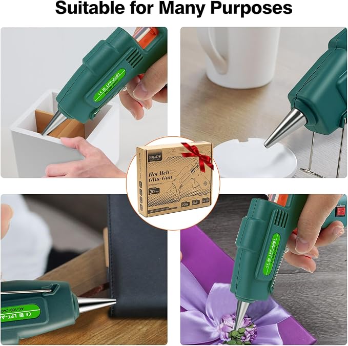 SHJADE Hot Glue Gun with 30 Glue Sticks, 20W Mini Hot Melt Gun Kit(Green)