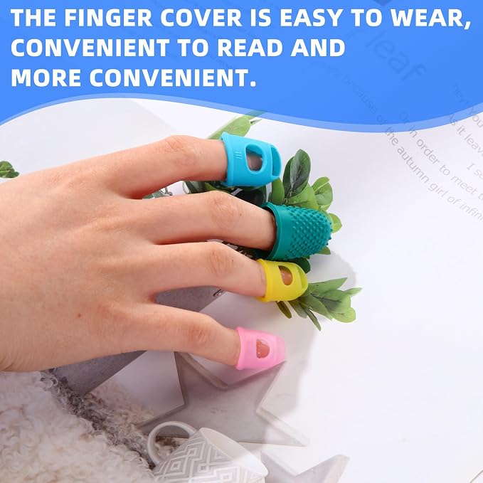 Zonon 20 Pcs Rubber Thimble Finger Protector,Multicolor | Hand Sewing Embroidery Finger Grips Tips Guard 5 Sizes, Hot Glue Sorting Paperwork Carving Quilting Knitting Craft Supplies