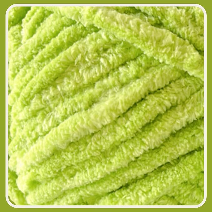 4 * 3.5Oz Soft Velvet Yarn Chenille Yarn for Crocheting and Knitting – Light Bulky (93 Yards/100g) - Polyester - Yarn for Blanket Amigurumi Weaving Crafts (Mustard Green, 4 Pack)