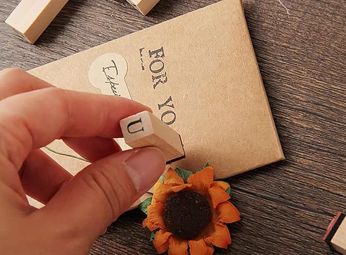Pack of 36 Pcs Small Wooden Rubber Stamps 0.2 Inch of Letter and Number for DIY Craft Card and Photo Album (A)