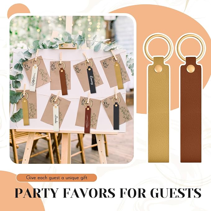 Wavyknot 100 Pcs Leather Keychain Blanks, 5.6 x 0.8 Inches, Colorful